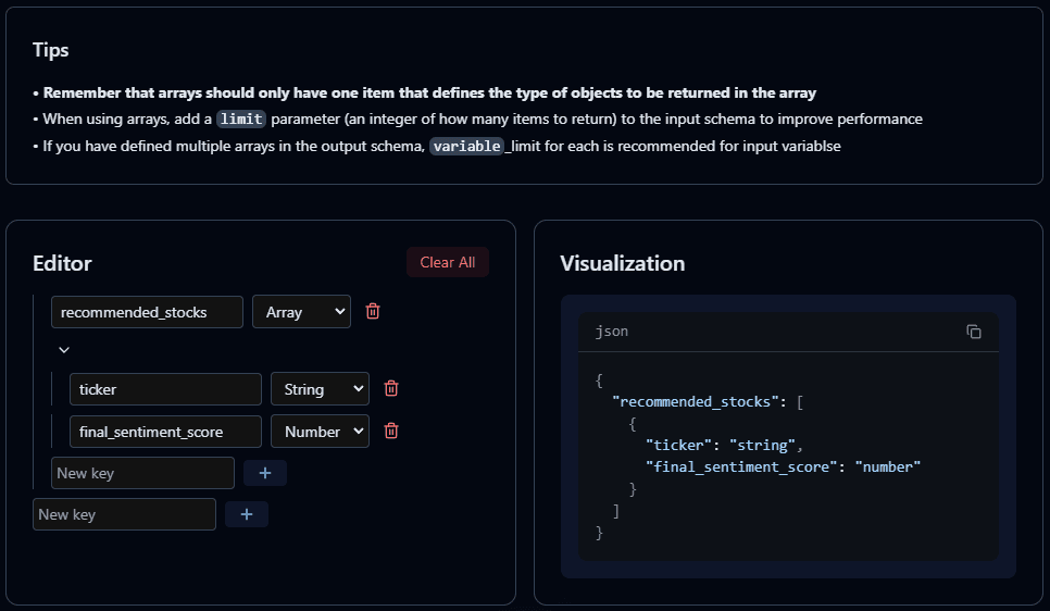 Critique API Studio schema editor for structured public-data endpoints